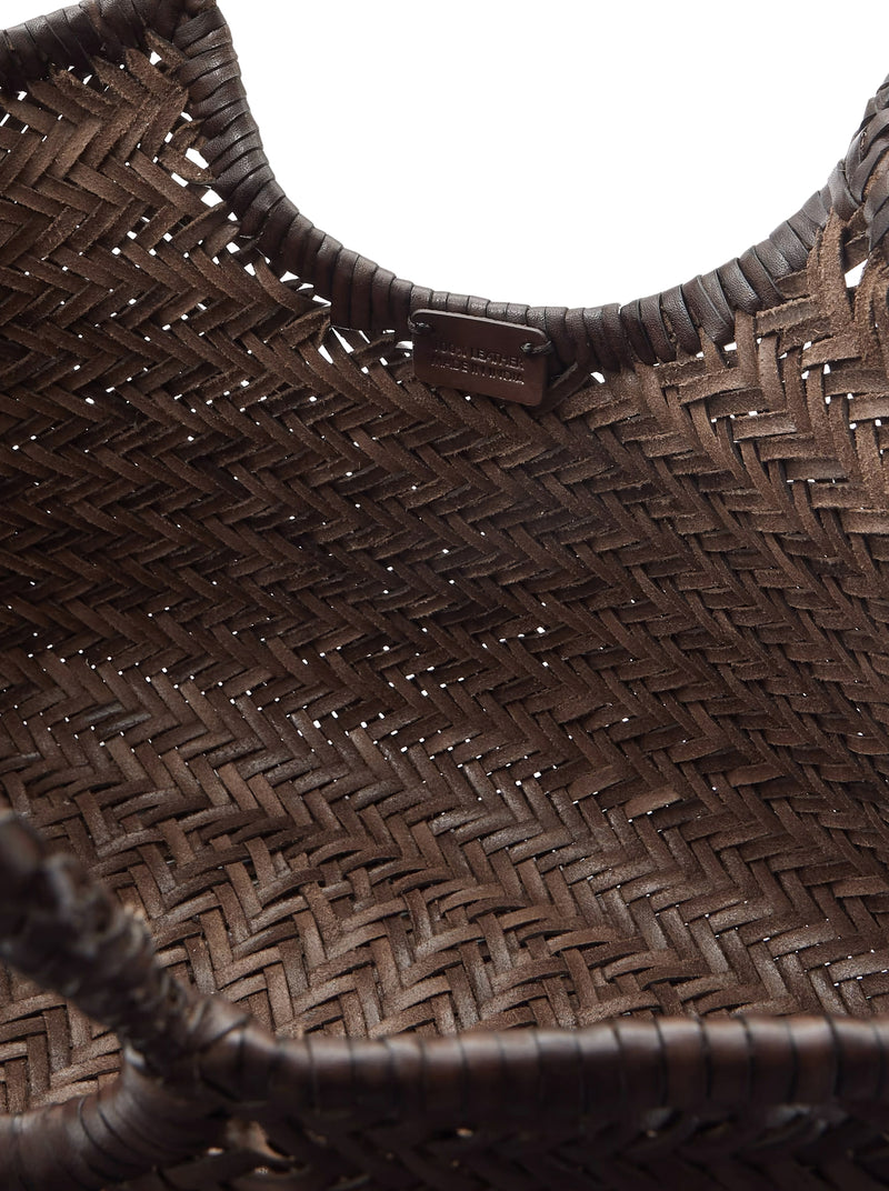 TOTE BAG NANTUCKET BIG IN PELLE INTRECCIATA TESTA DI MORO