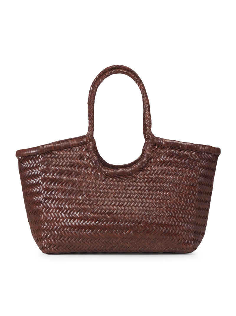 TOTE BAG NANTUCKET BIG IN PELLE INTRECCIATA BRUCIATO