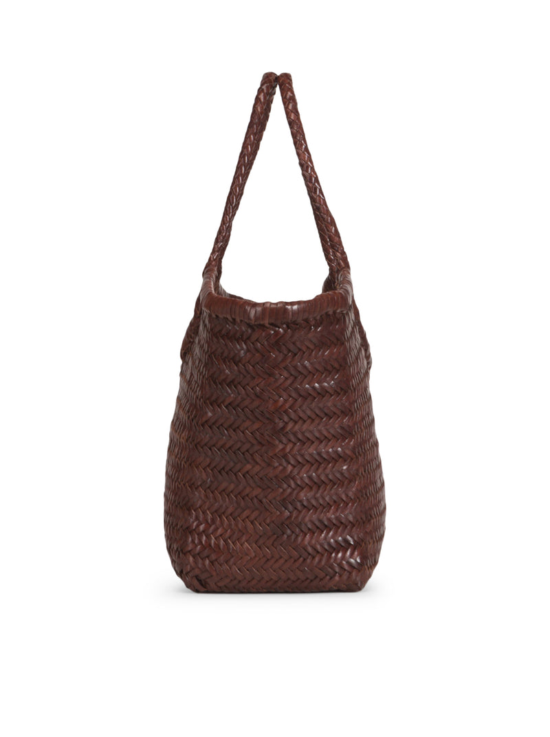 TOTE BAG NANTUCKET BIG IN PELLE INTRECCIATA BRUCIATO