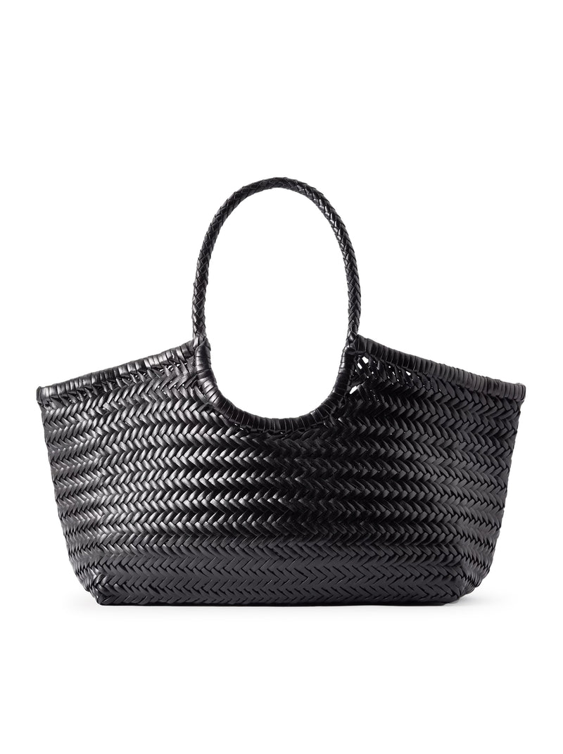 TOTE BAG NANTUCKET BIG IN PELLE INTRECCIATA NERA