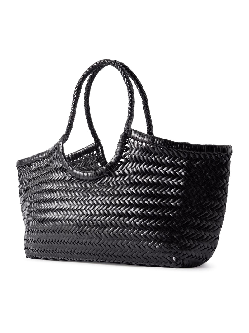 TOTE BAG NANTUCKET BIG IN PELLE INTRECCIATA NERA