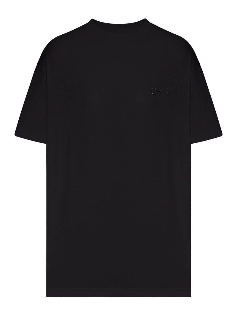 T-SHIRT IN JERSEY NERO CON RICAMO