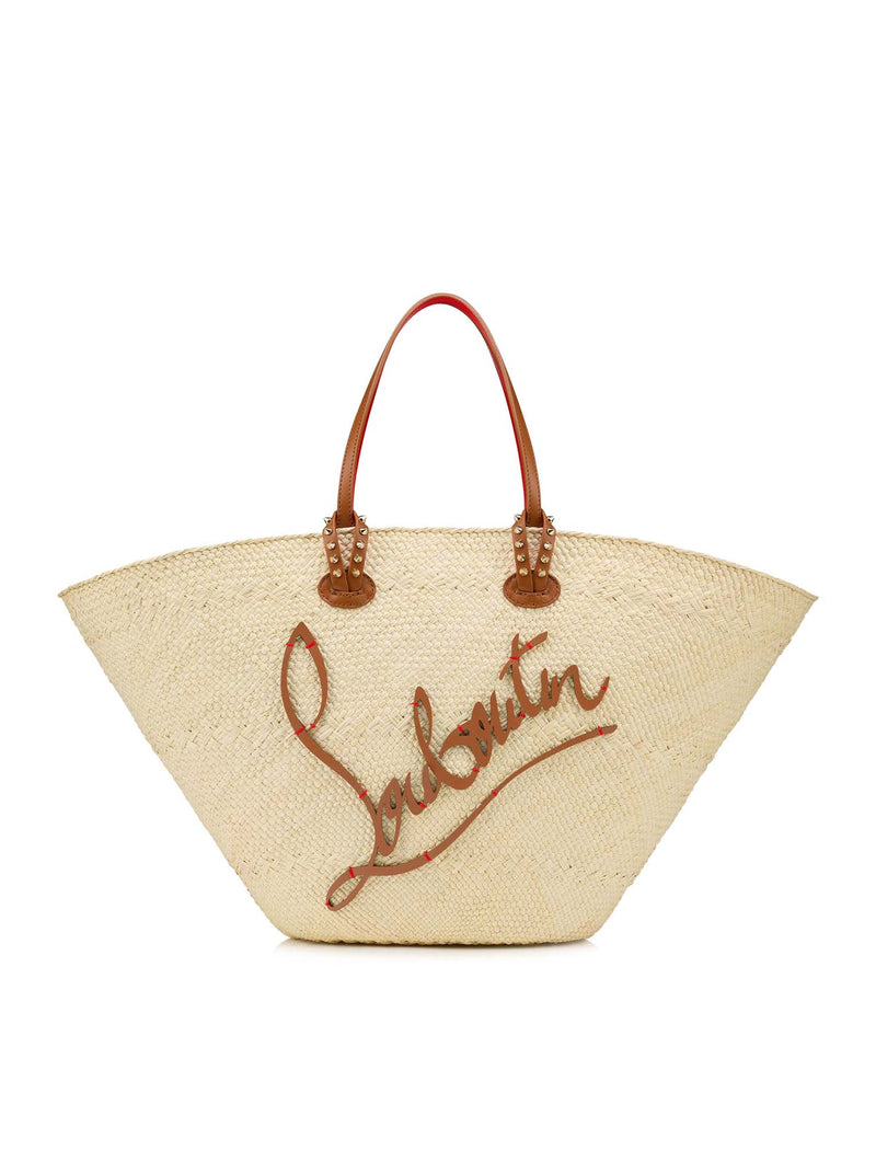BORSA TOTE CABATA LARGE IN RAFIA E PELLE DI VITELLO