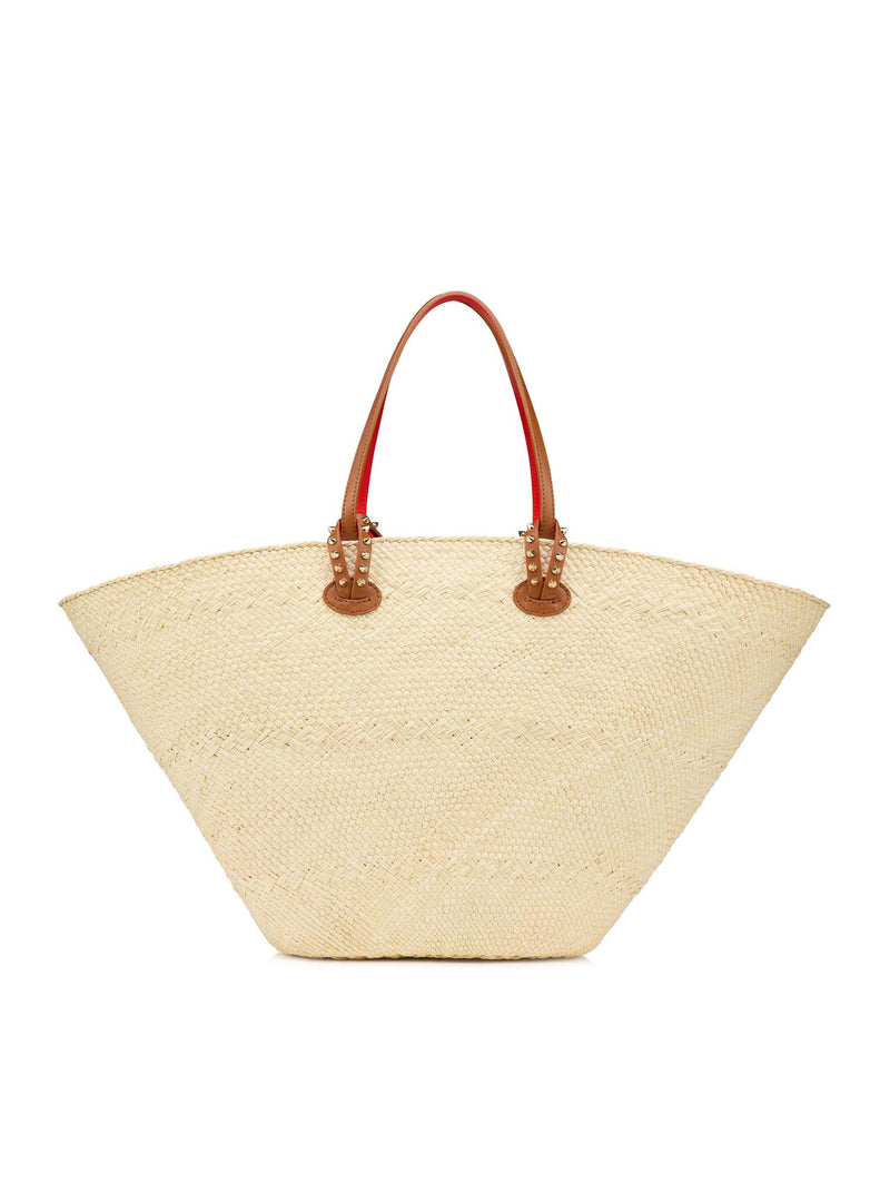BORSA TOTE CABATA LARGE IN RAFIA E PELLE DI VITELLO