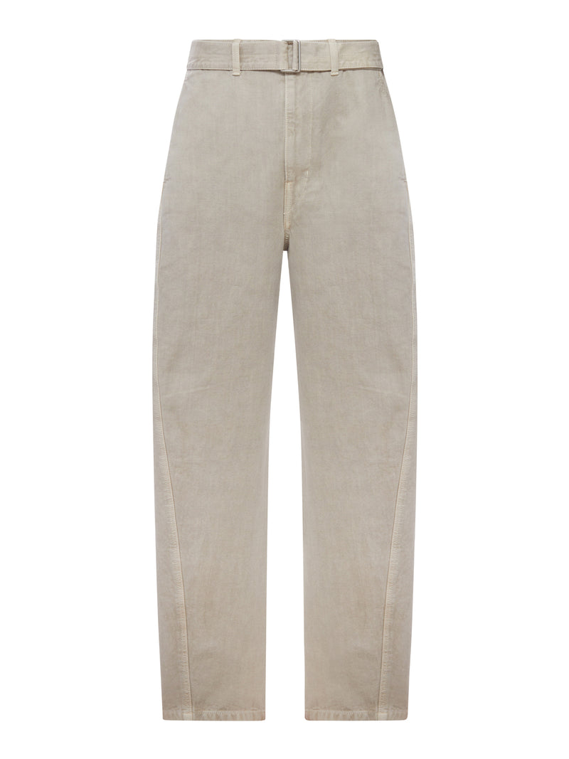 PANTALONI TWISTED IN TWIL DI COTONE CON CINTURA
