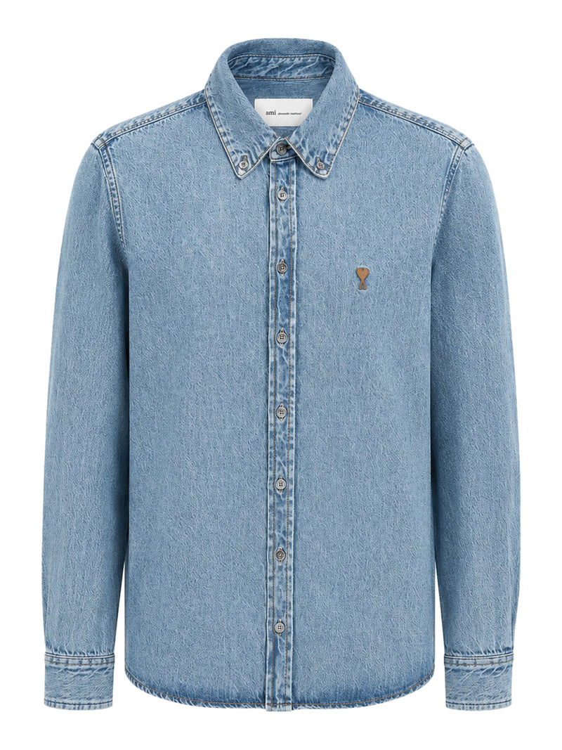 CAMICIA BUTTON-DOWN IN DENIM CHIARO CON AMI DE COEUR