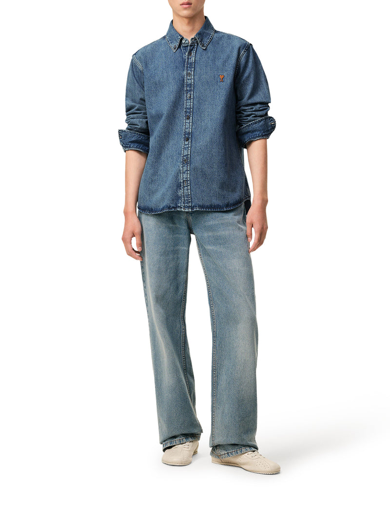 CAMICIA BUTTON-DOWN IN DENIM CHIARO CON AMI DE COEUR