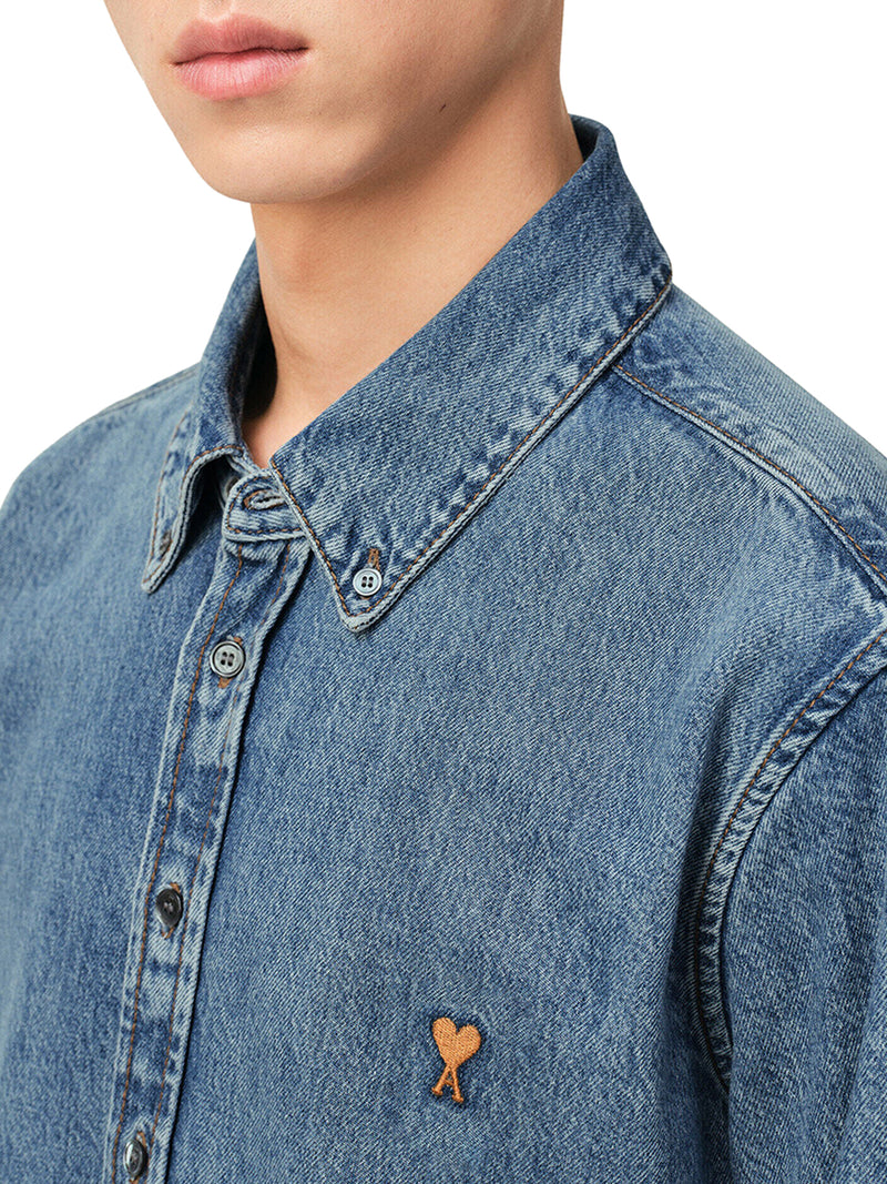 CAMICIA BUTTON-DOWN IN DENIM CHIARO CON AMI DE COEUR