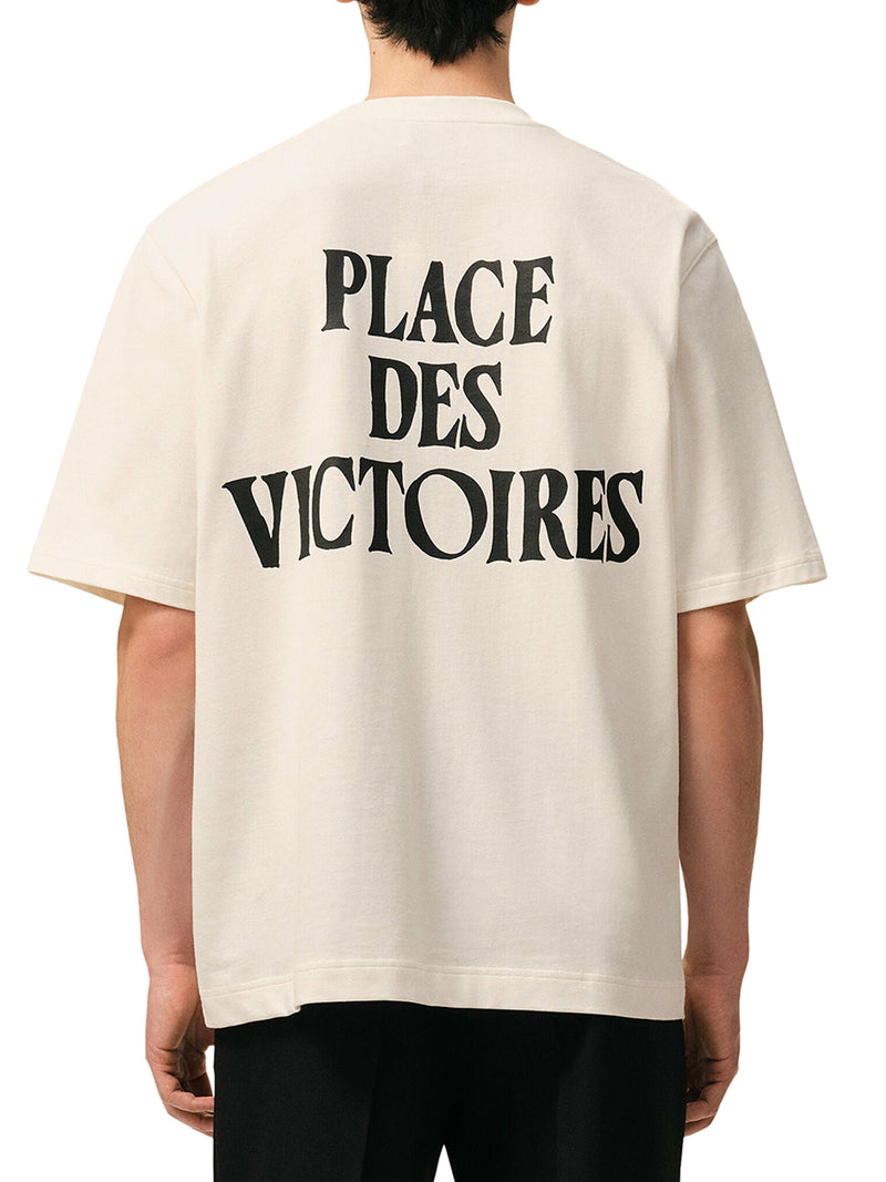 T-SHIRT BIANCA CON STAMPA PLACE DES VICTOIRES IN COTONE