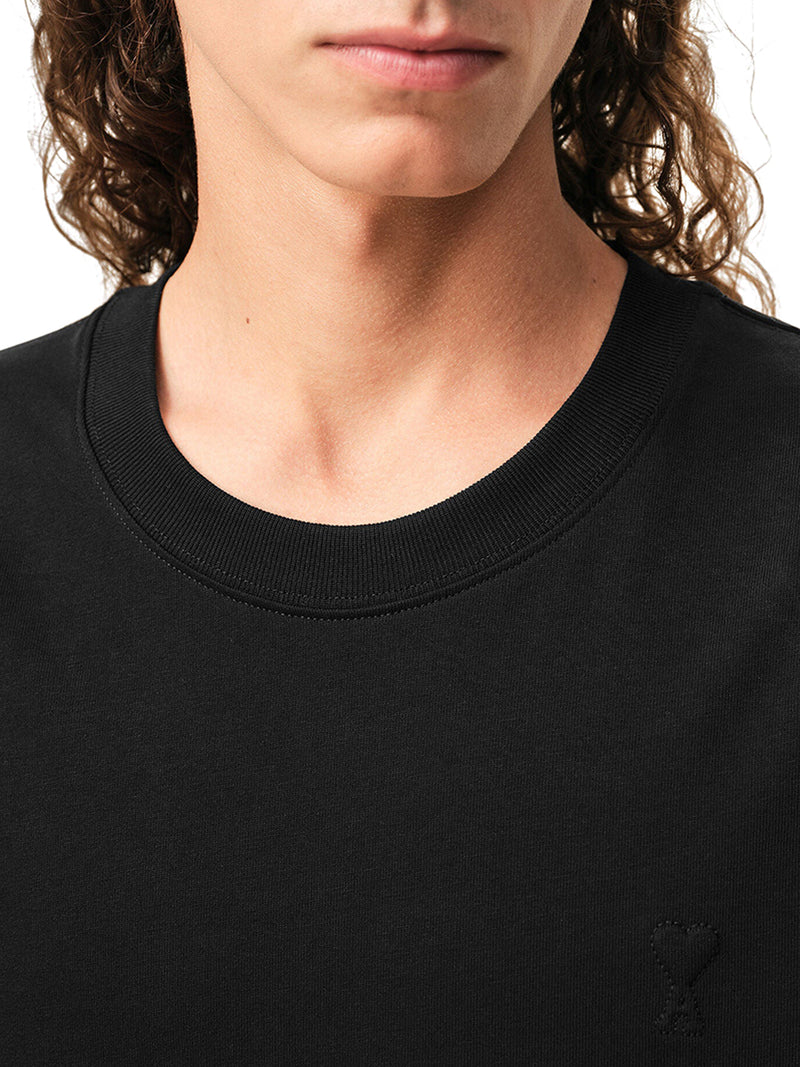 T-SHIRT GIROCOLLO IN COTONE CON LOGO AMI DE COUER