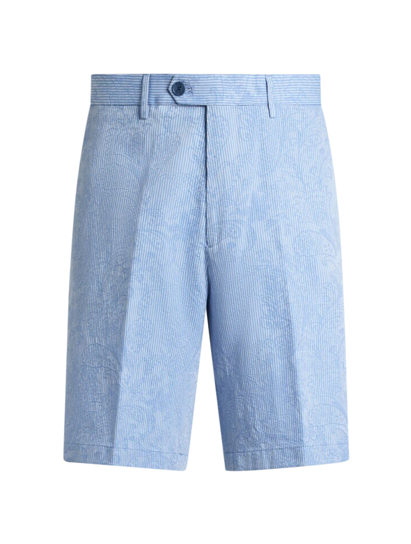 SHORTS JACQUARD IN COTONE A RIGHE CON MOTIVO PAISLEY FLOREALE