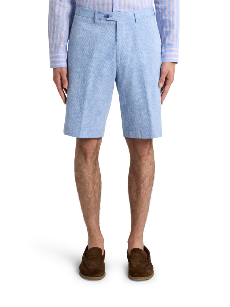 SHORTS JACQUARD IN COTONE A RIGHE CON MOTIVO PAISLEY FLOREALE