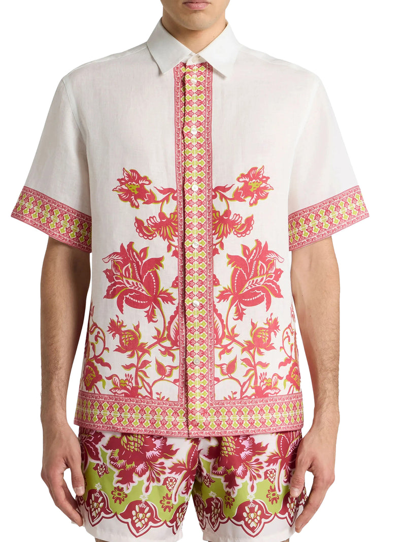 CAMICIA OVER IN LINO CON STAMPA PIAZZATA FLOREALE