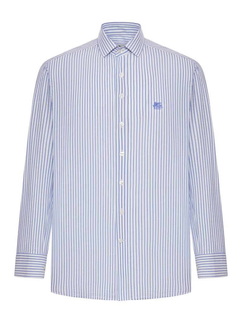 CAMICIA IN COTONE SEERSUCKER A RIGHE