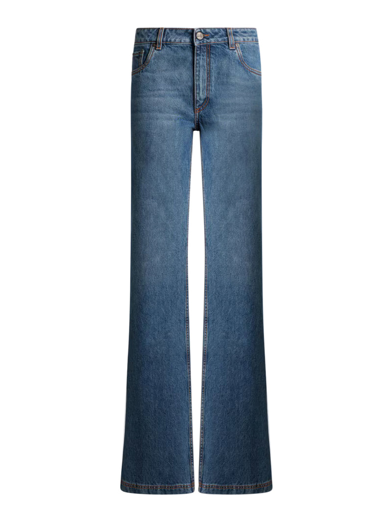 JEANS FLARE IN DENIM CON RICAMO PEGASO
