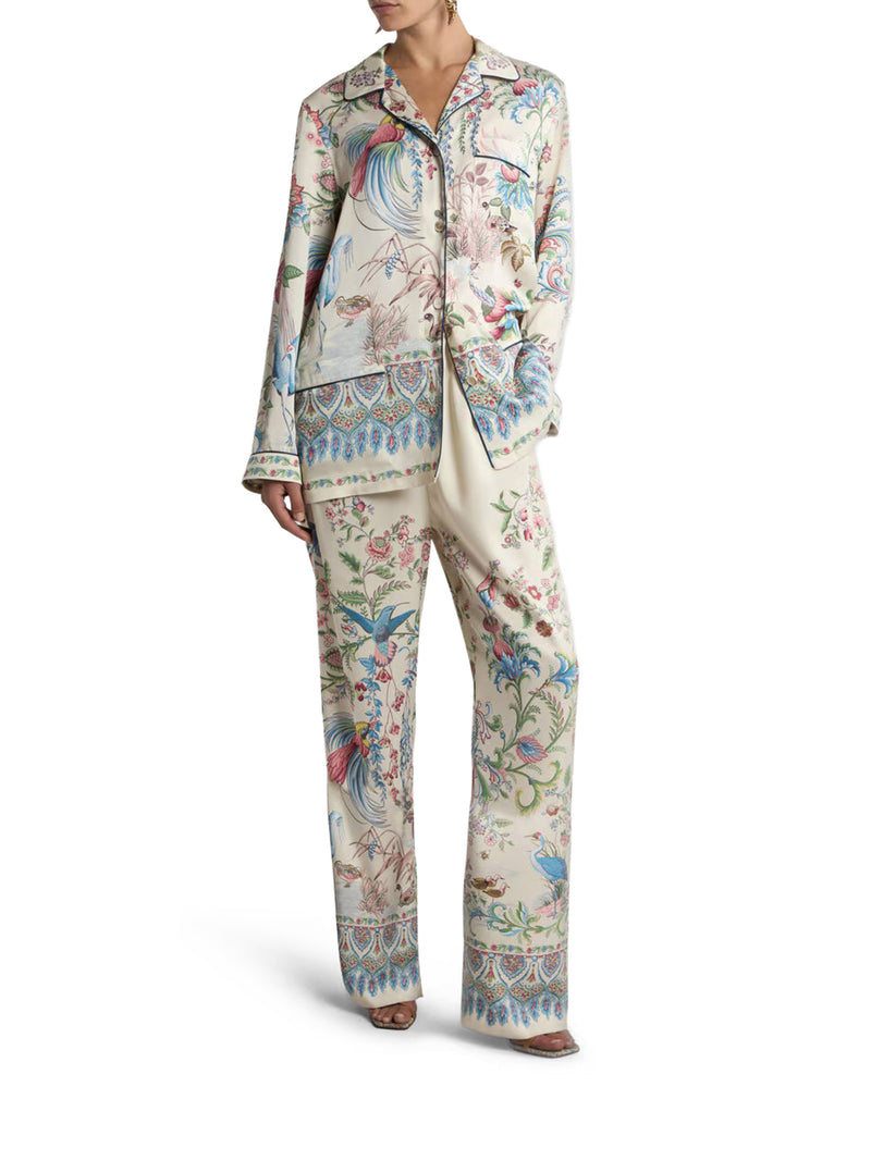 CAMICIA IN TWILL CON STAMPA PIAZZATA FLORA E FAUNA