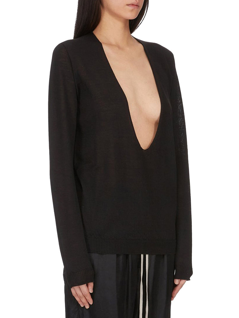 MAGLIA CON SCOLLO A V IN LANA VERGINE