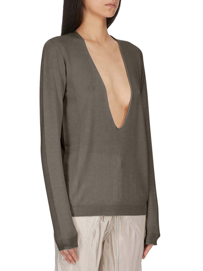 MAGLIA CON SCOLLO A V IN LANA VERGINE