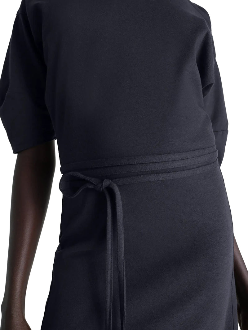 ABITO CON SPALLE SCOPERTE IN JERSEY DI COTONE E LINO PESANTE