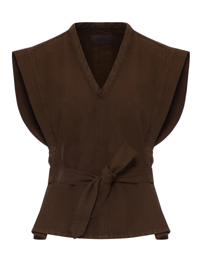 TOP IN DENIM CON CINTURA IN VITA