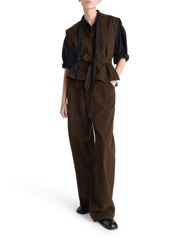 TOP IN DENIM CON CINTURA IN VITA