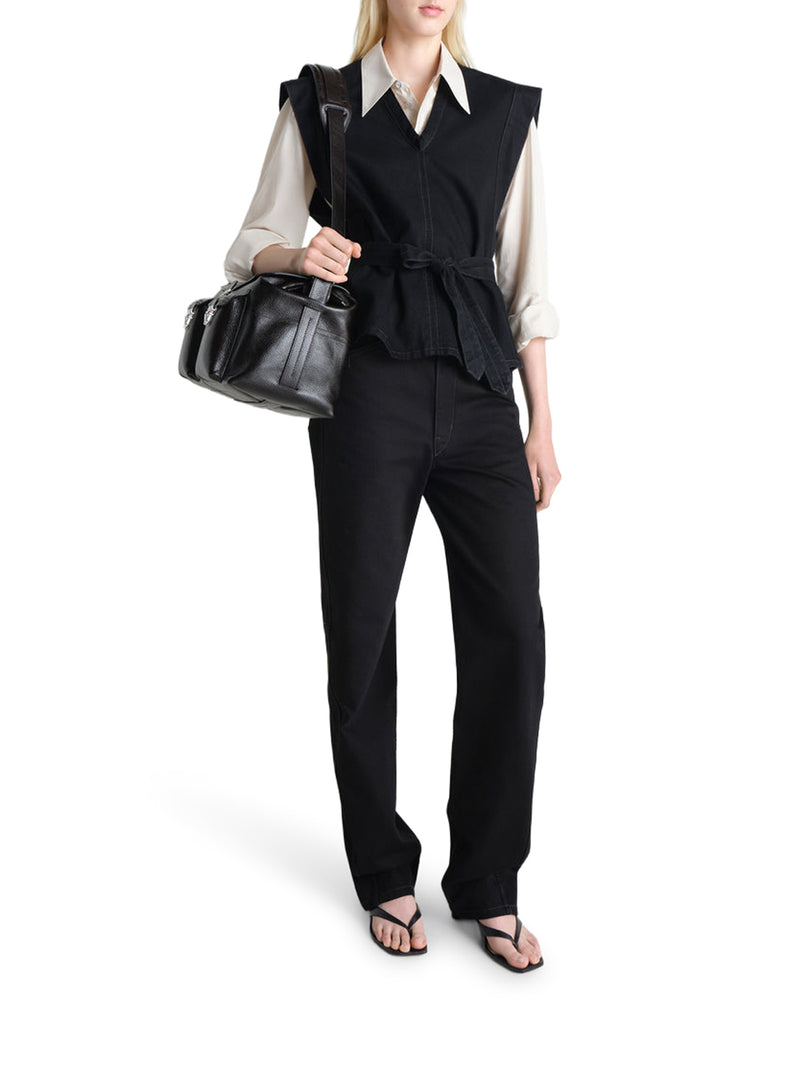 TOP IN DENIM CON CINTURA IN VITA