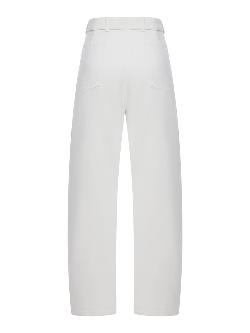 PANTALONI IN DENIM PESANTE SBIANCATO CON CINTURA