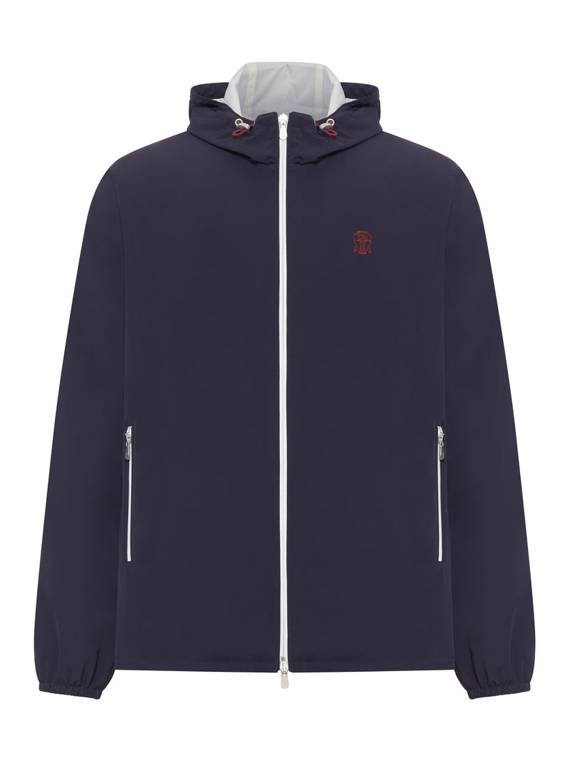 GIUBBINO IN NYLON MEMBRANATO CON LOGO E CAPPUCCIO