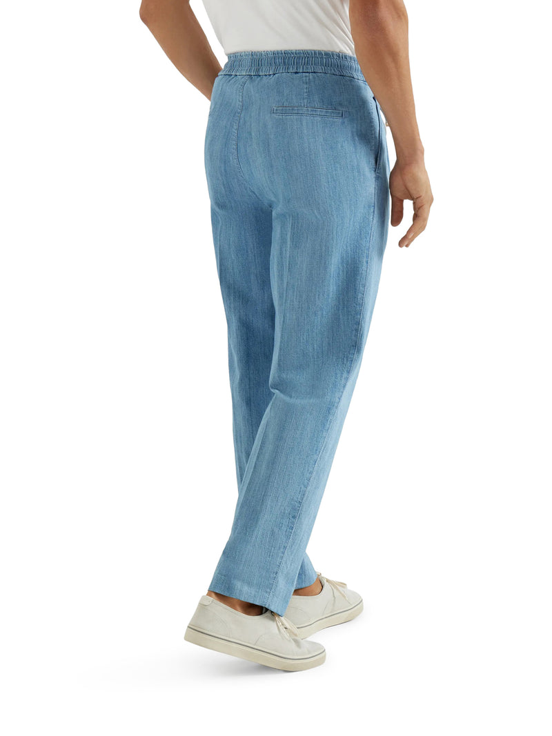 PANTALONE IN DENIM LEGGERO CON COULISSE E DOPPIA PINCE