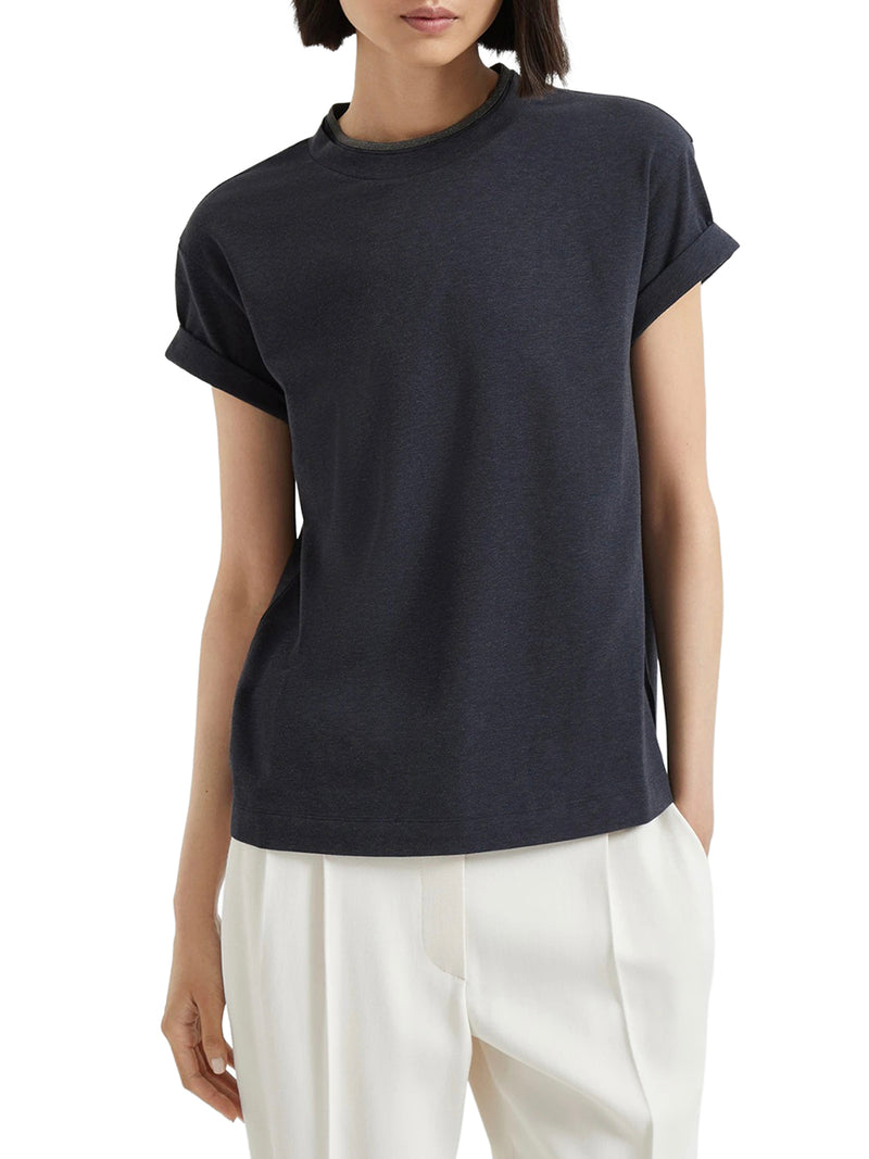 T-SHIRT IN JERSEY CON PRECIOUS FAUX LAYERING