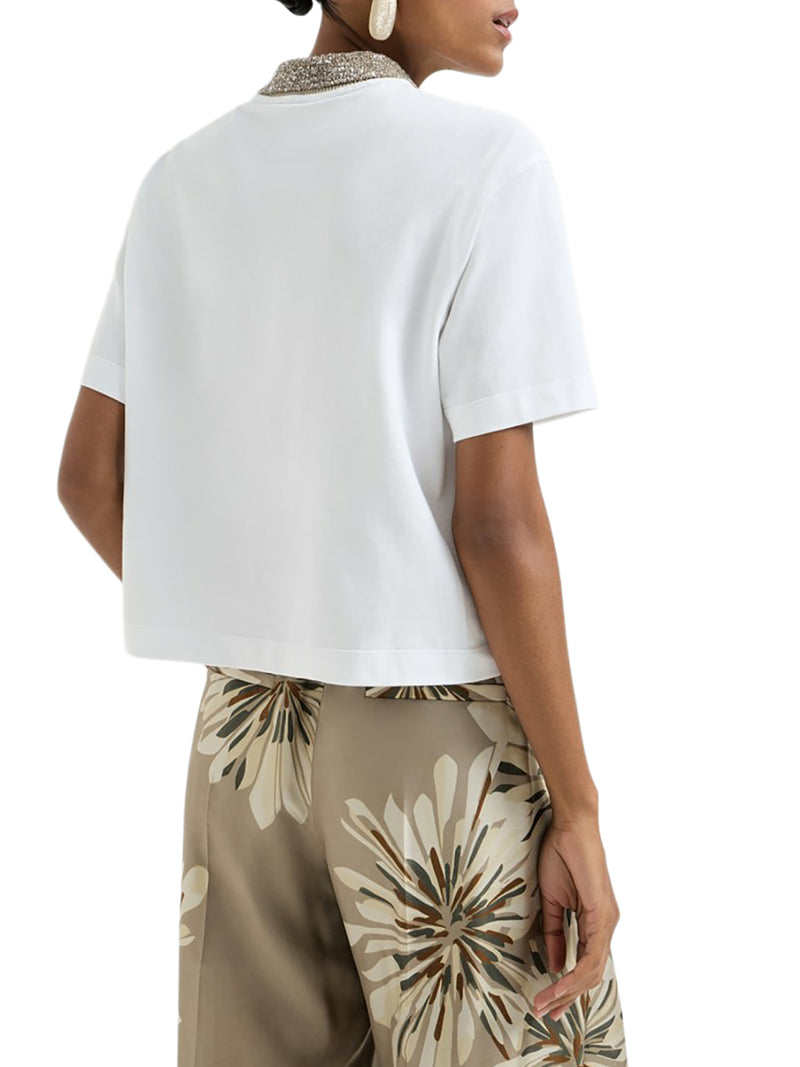 POLO IN JERSEY DI COTONE CON DAZZLING KNIT COLLAR