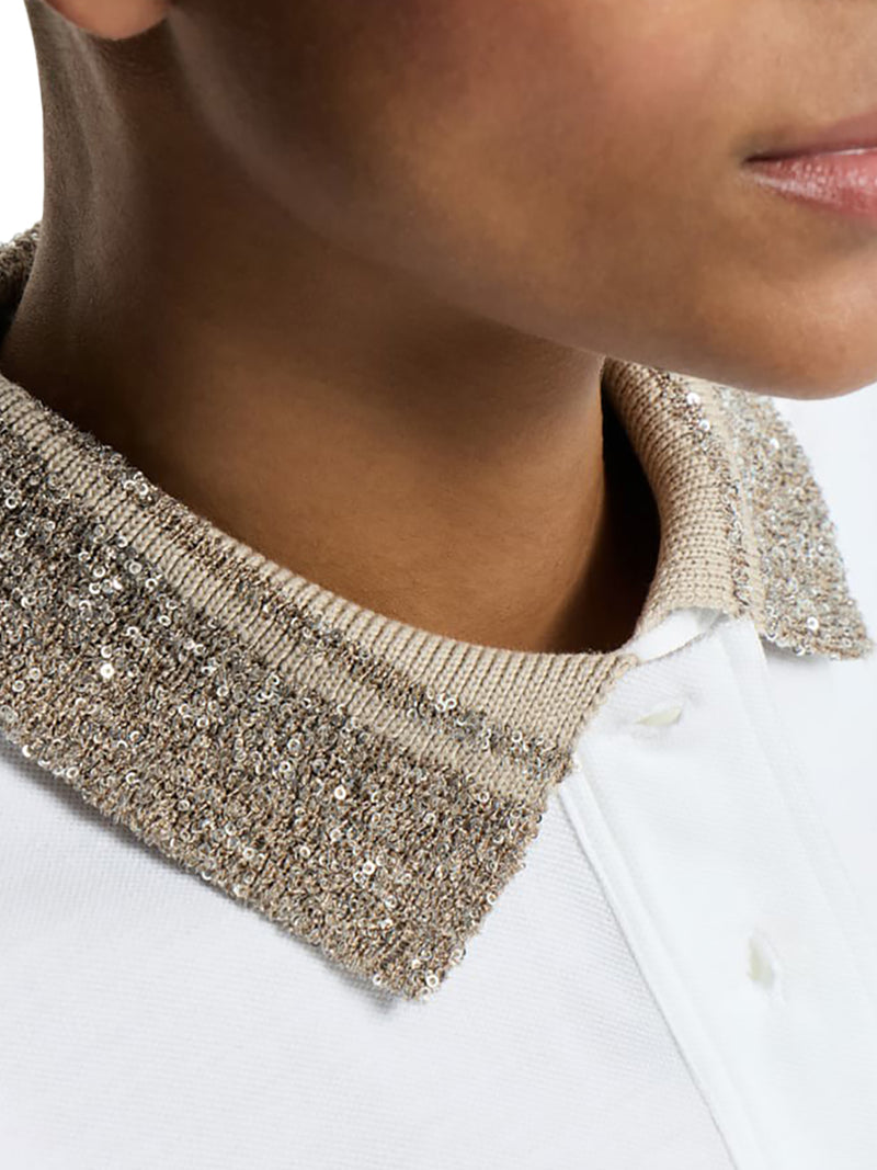 POLO IN JERSEY DI COTONE CON DAZZLING KNIT COLLAR