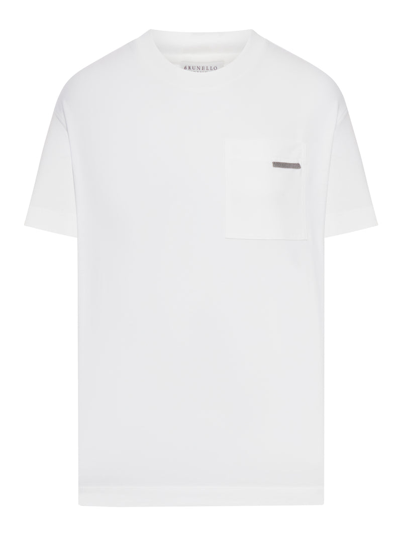 T-SHIRT GIROCOLLO IN COTONE CON APPLICAZIONE MONILE