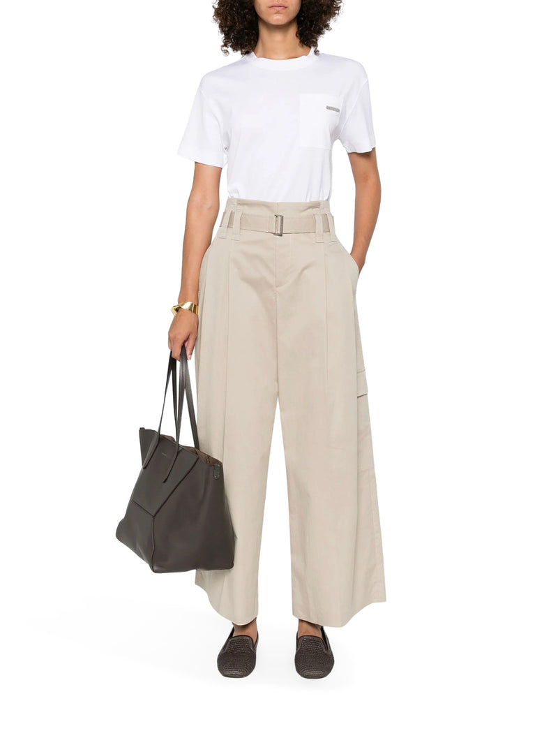 T-SHIRT GIROCOLLO IN COTONE CON APPLICAZIONE MONILE