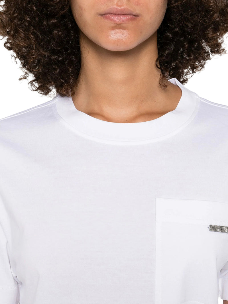 T-SHIRT GIROCOLLO IN COTONE CON APPLICAZIONE MONILE