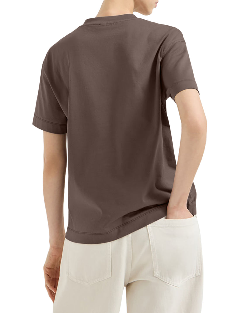 T-SHIRT GIROCOLLO IN COTONE CON APPLICAZIONE MONILE