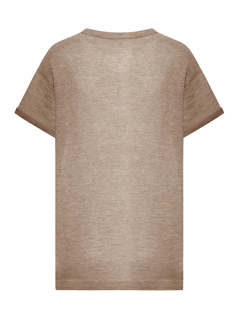 MAGLIA LEGGERA IN CASHMERE E SETA CON INSERTI IN LUREX