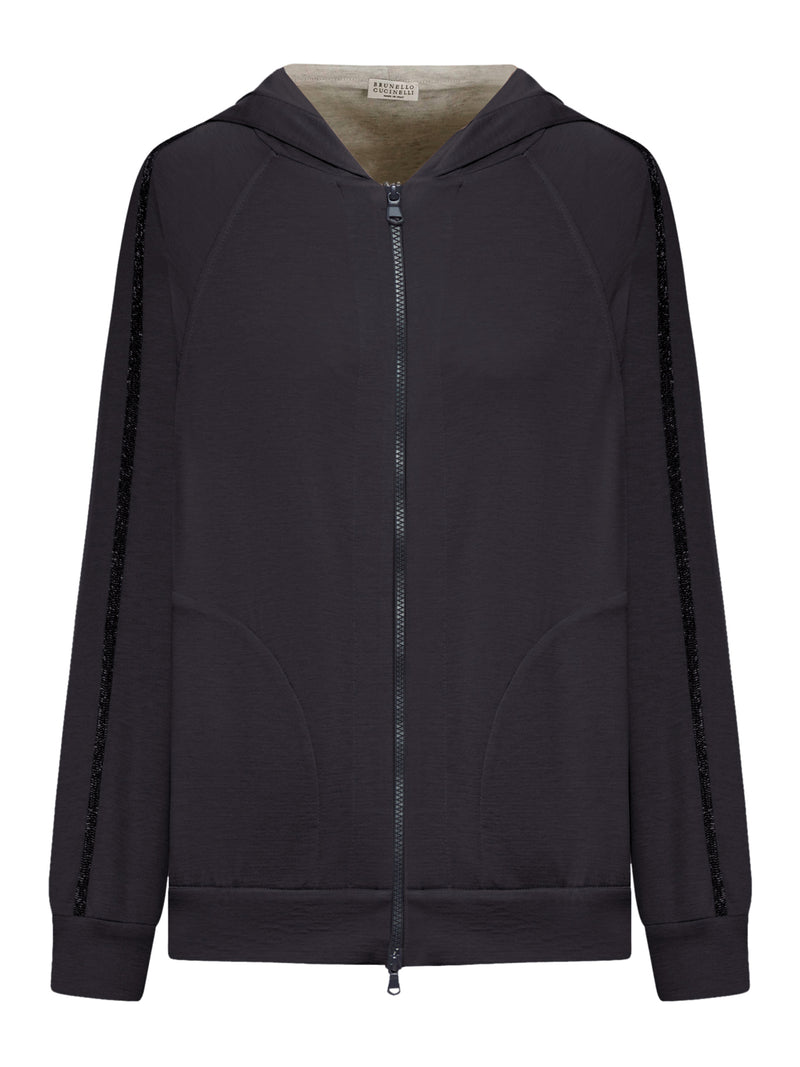 TOPWEAR IN INTERLOCK DI COTONE E SETA CON CAPPUCCIO E PRECIOUS STRIPE