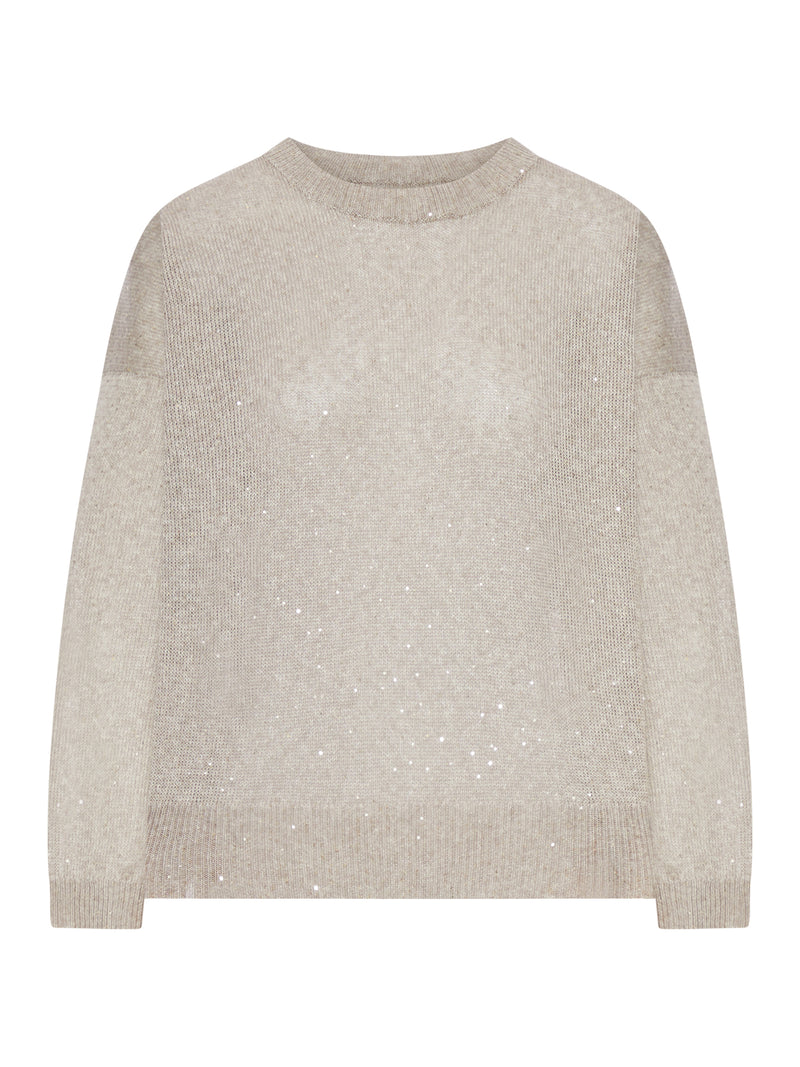 MAGLIA GIROCOLLO SPARKLING IN LINO