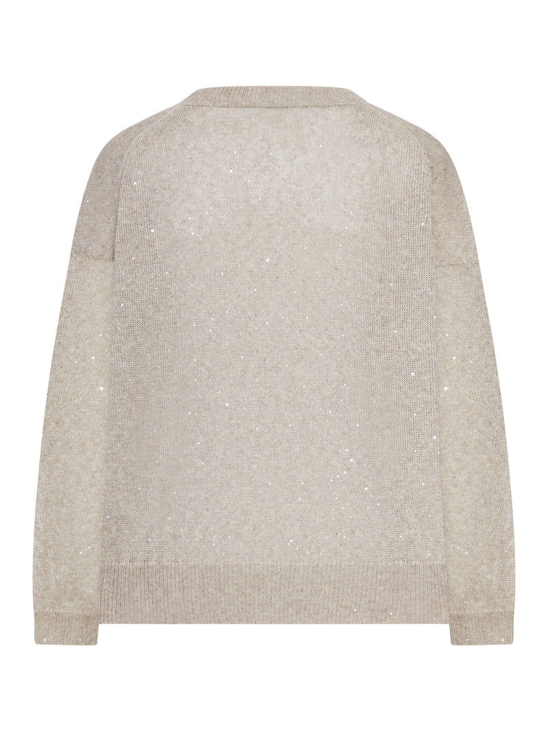 MAGLIA GIROCOLLO SPARKLING IN LINO