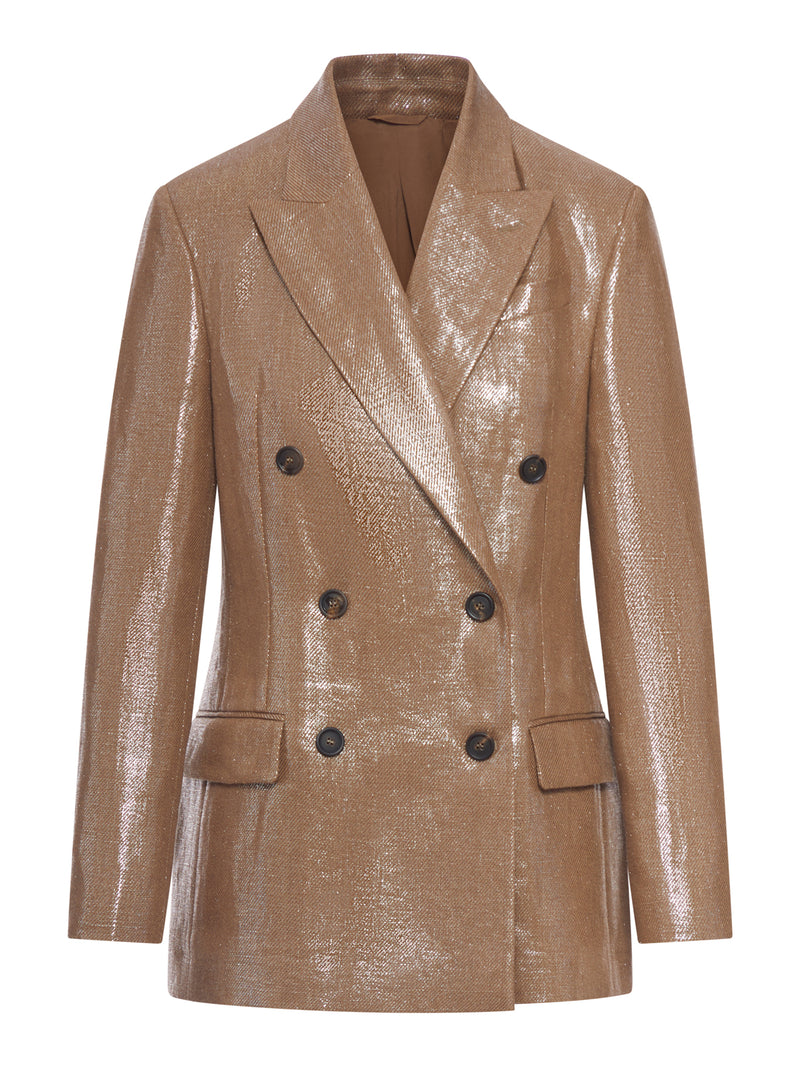BLAZER DOPPIOPETTO IN TESSUTO LAMINATO EFFETTO LUCIDO