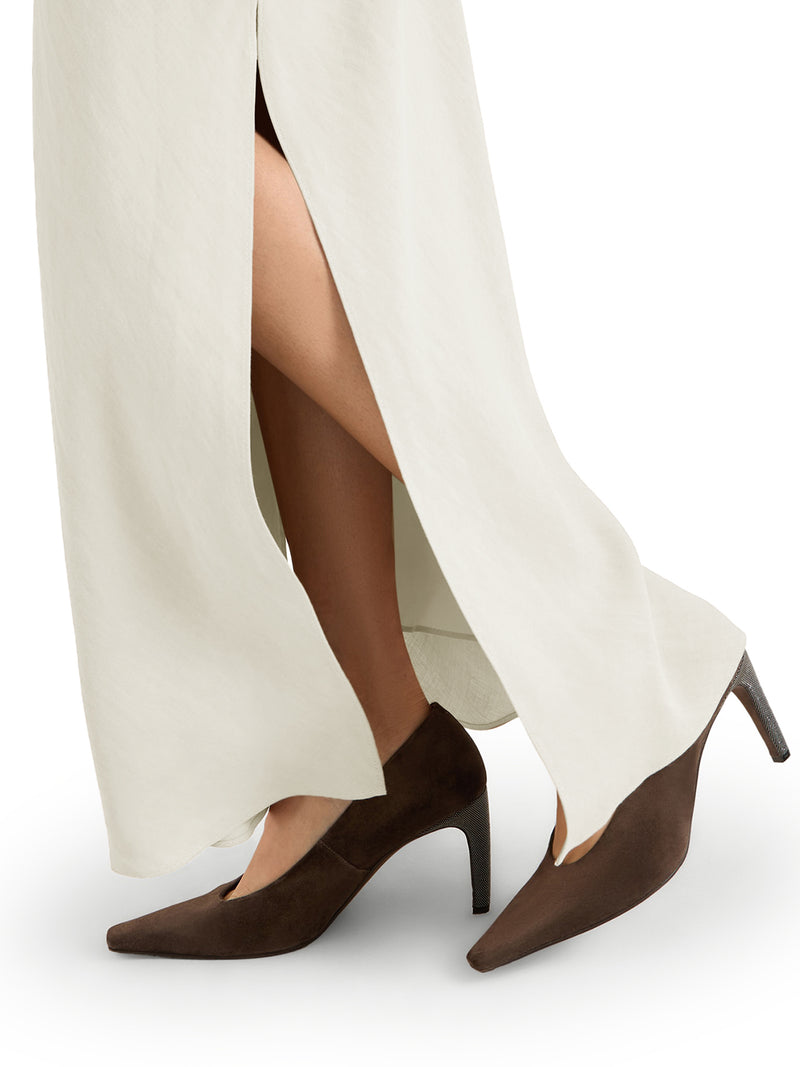 GONNA FLUID BIAS-CUT IN MISTO LINO