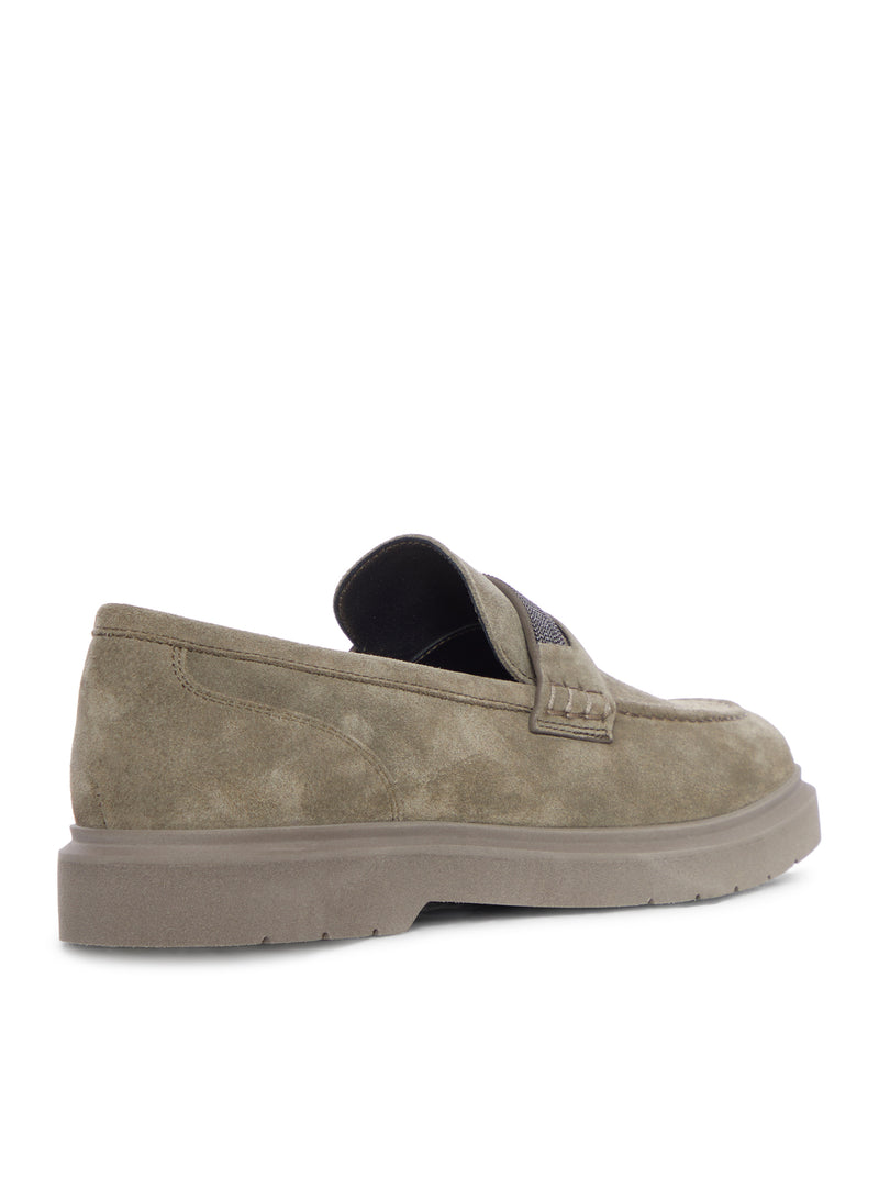 MOCASSINI PENNY IN CAMOSCIO CON MONILE APPLICATO