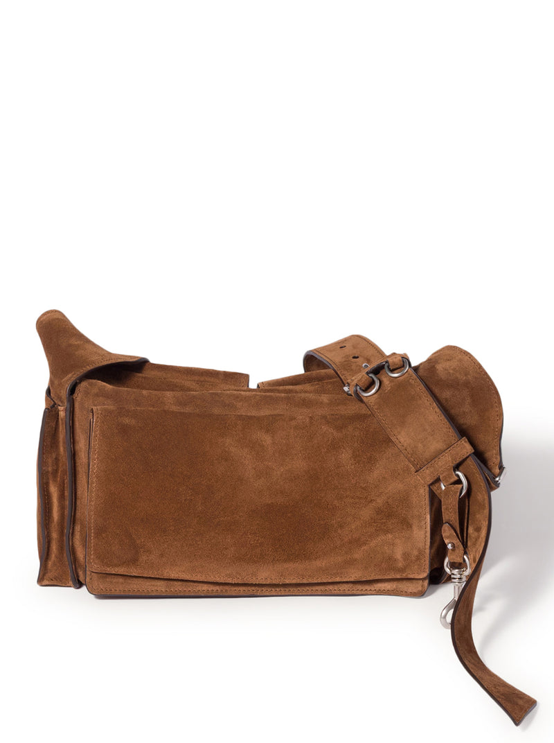 BORSA A TRACOLLA UTILITAIRE IN PELLE SCAMOSCIATA