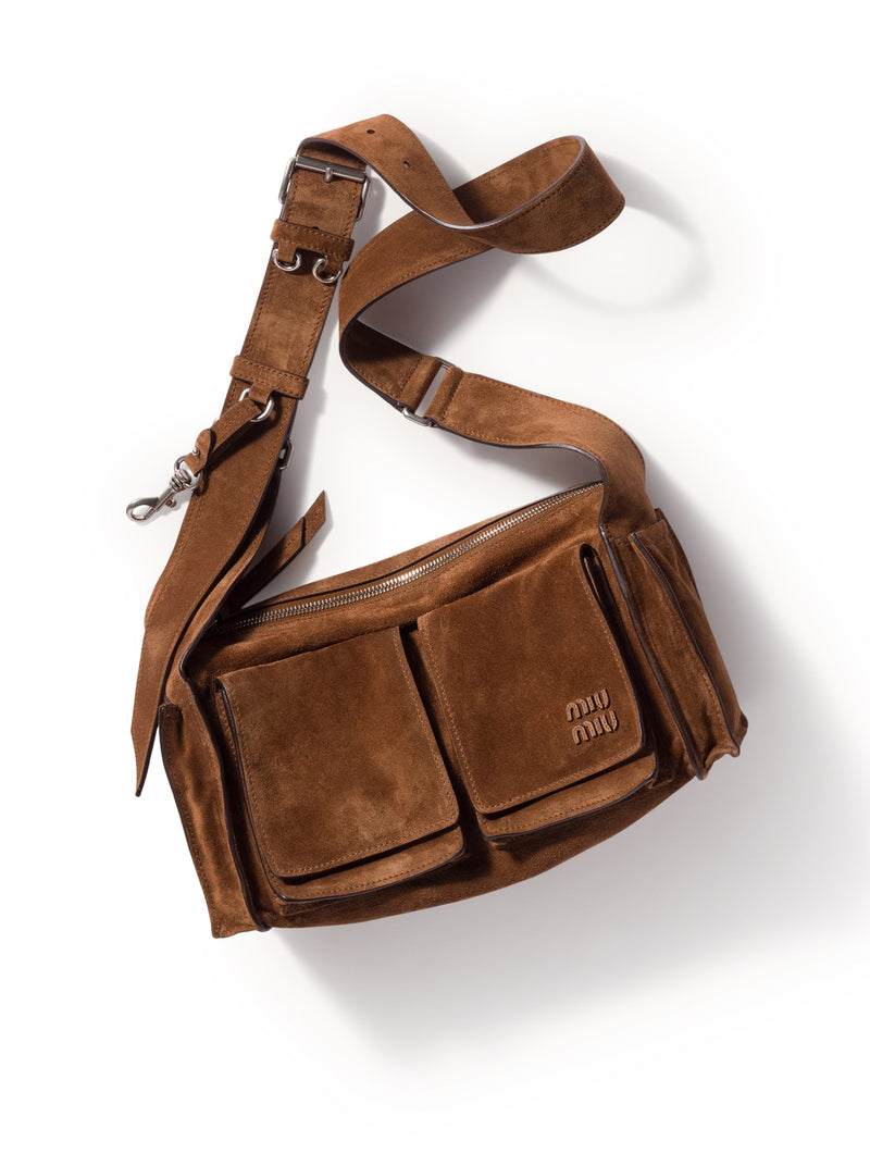 BORSA A TRACOLLA UTILITAIRE IN PELLE SCAMOSCIATA