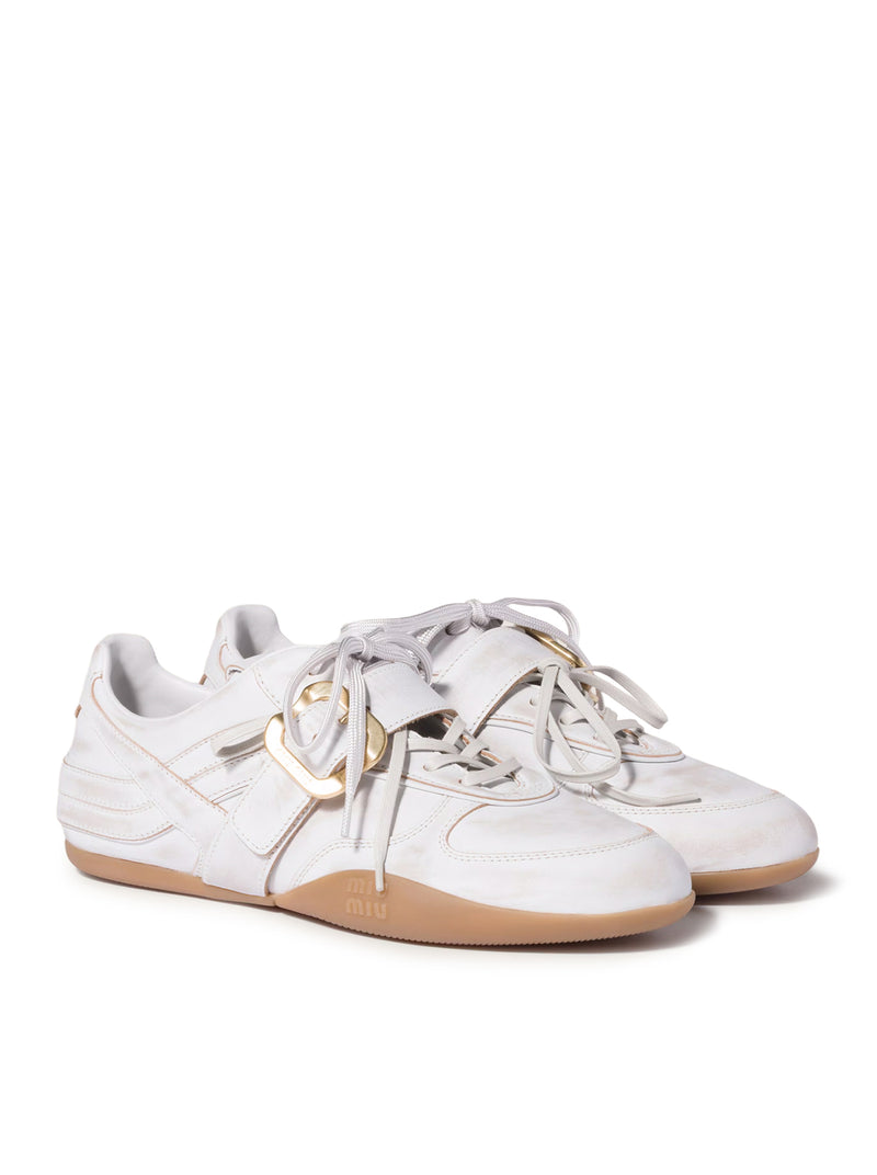 SNEAKERS GYMNASIUM IN PELLE CON FIBBIA