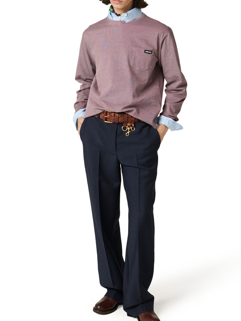 T-SHIRT IN JERSEY JACQUARD CON PATCH LOGO