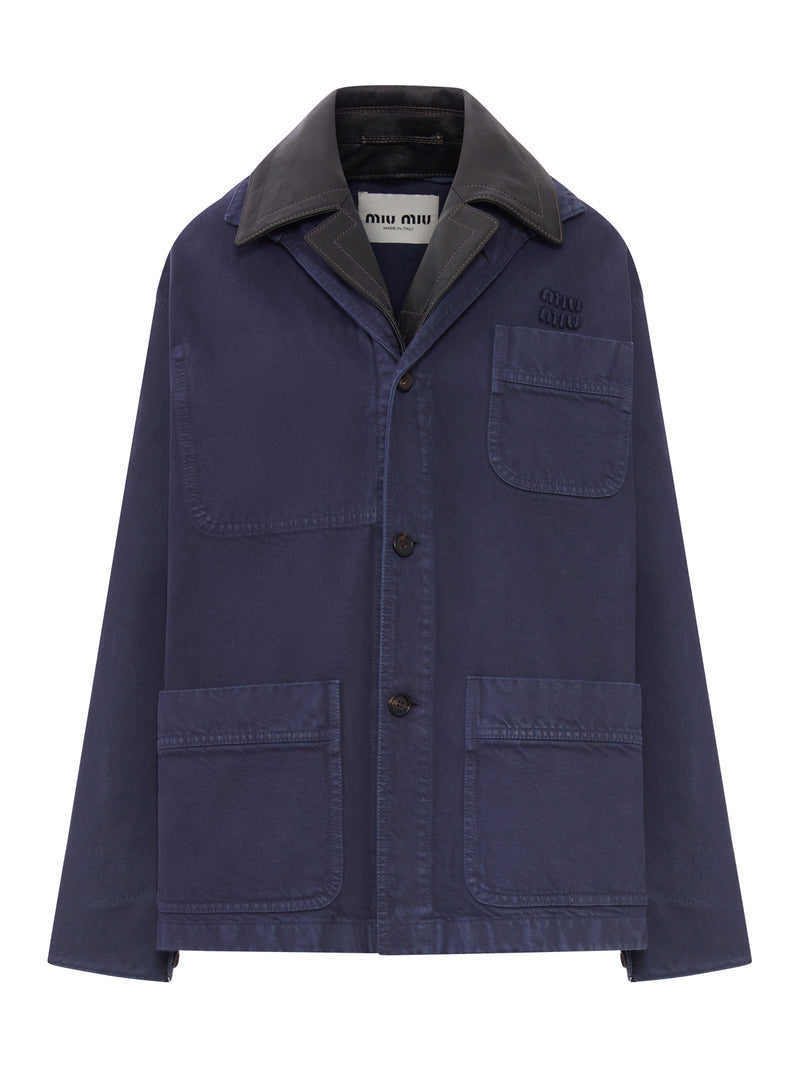 GIACCA MONOPETTO IN GABARDINE E PELLE