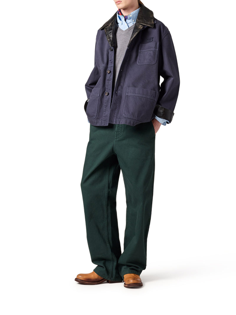 GIACCA MONOPETTO IN GABARDINE E PELLE