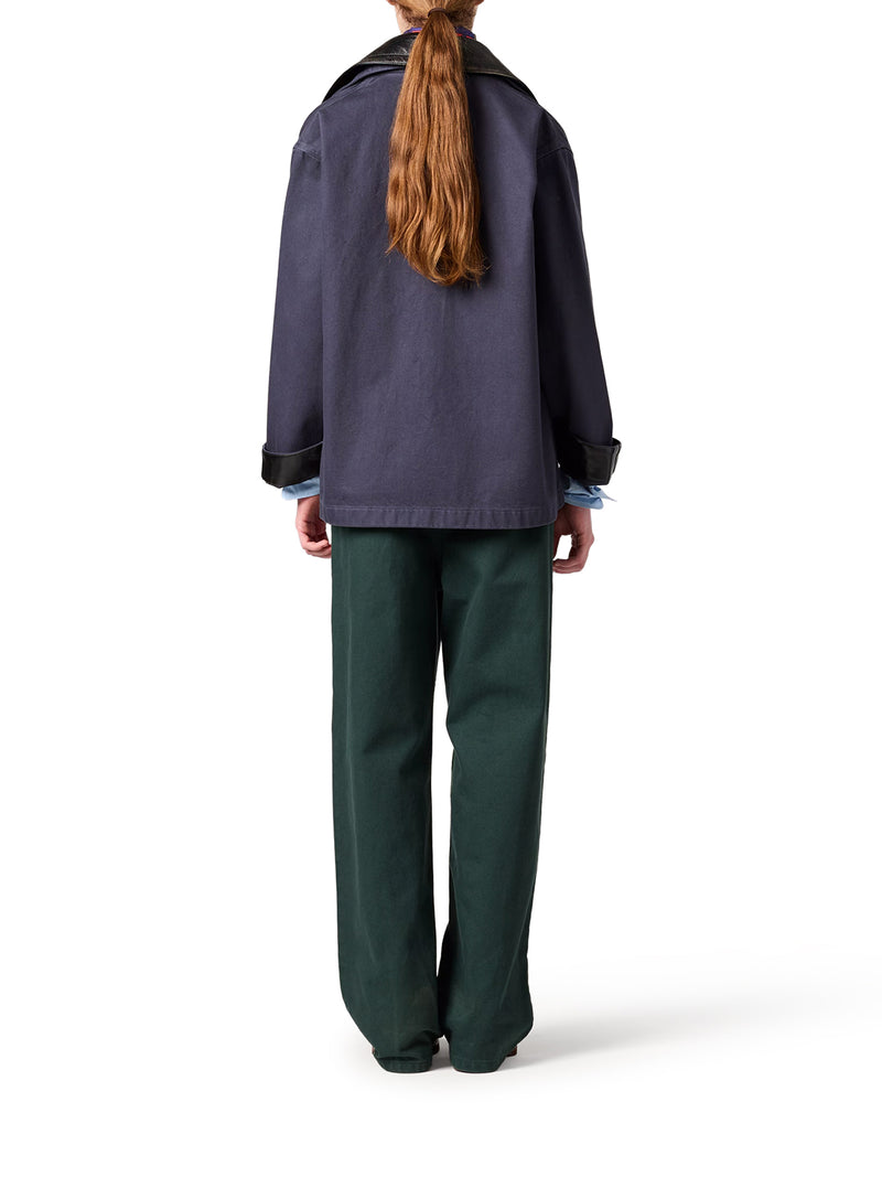 GIACCA MONOPETTO IN GABARDINE E PELLE